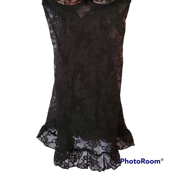 Victoria's Secret lingerie, Lacey, Black with pink built in bra,Women's size 36C - Picture 2 of 5